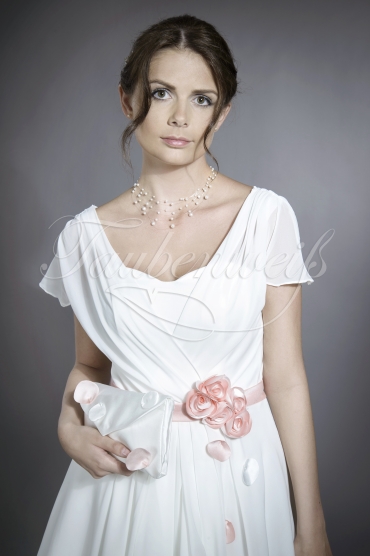 Brautkleid TW0017B - kurz Chiffon Organza farbige Blumen Blüten Standesamt 2