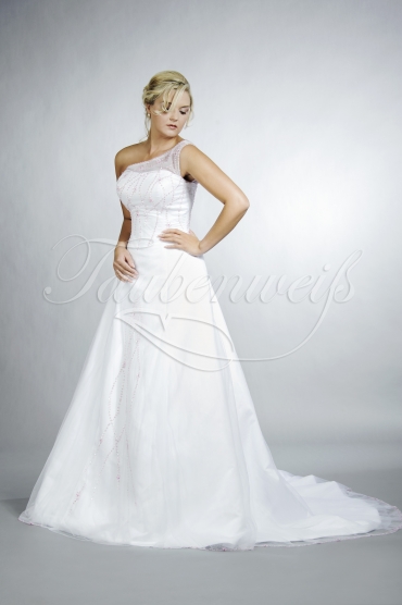 Brautkleid TW0030B - A-Linie Tüll rosa Perlenstickereien Schleppe Schnürung