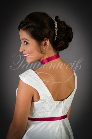 Brautkleid TW0031B - Empire kurz Umstandsbrautkleid farbiges Band 3