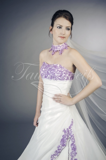 Brautkleid TW0040B - A-Linie lila flieder Organza Spitze Perlen Halsband 2