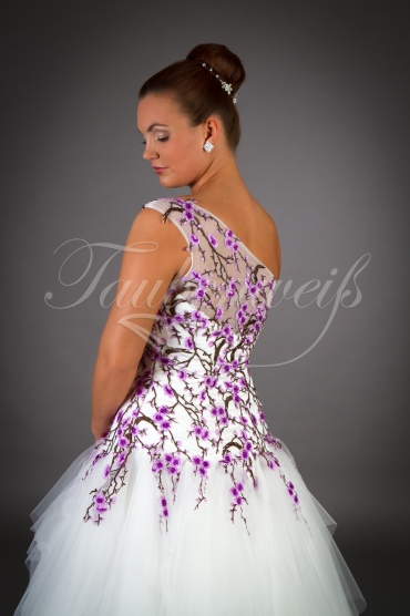Brautkleid TW0044B - modern A-Linie Tüll Fransen lila Applikationen ein Träger 2