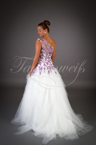 Brautkleid TW0044B - modern A-Linie Tüll Fransen lila Applikationen ein Träger 3