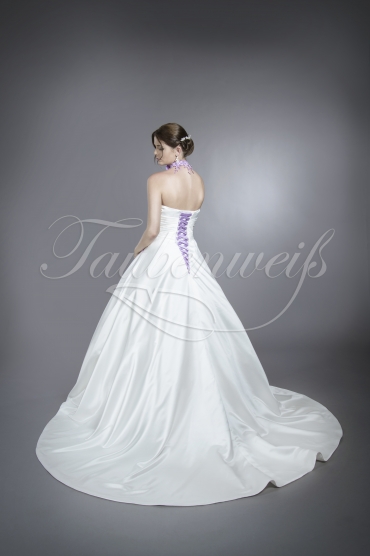 Brautkleid TW0065B - A-Linie lila lavendel Satin Spitze Blumen Halsband schlicht 3