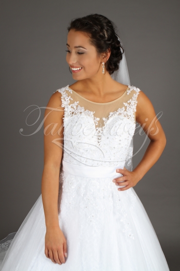 Brautkleid TW0082B - Tüll Tattoo Spitze Perlen tiefer Ausschnitt Schleppe 2