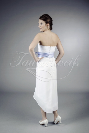 Brautkleid TW0089B - Vokuhila Chiffon Satin farbiges Band mit Bolero 3