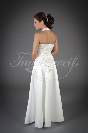 Brautkleid TW0098B - A-Linie Satin Stickereien Neckholder ohne Schleppe Knöpfe 3