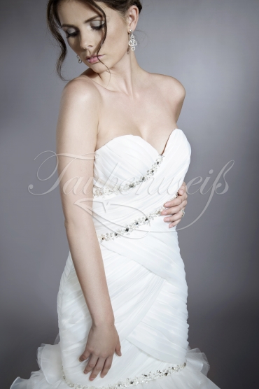 Brautkleid TW0099B - Meerjungfrau Organza Strass 2 in 1 abnehmbarer Rock 2