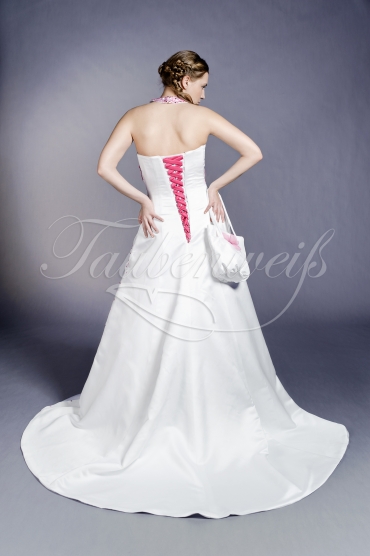Brautkleid TW0105B - A-Linie Satin pink Perlen Pailletten Neckholder Schnürung 3