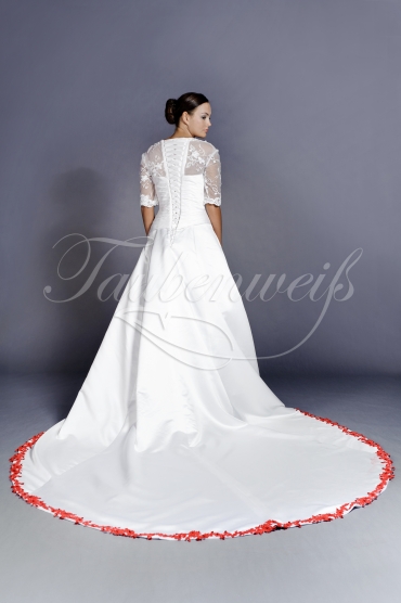 Brautkleid TW0113B - A-Linie Satin Spitze Ärmel rot Schnürung Schleppe 3