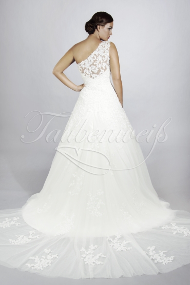 Brautkleid TW0115B - Tüll Organza Spitze Perlen Pailletten ein Träger 3