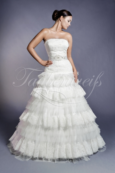 Brautkleid TW0125B - A-Linie Vintage Spitze Tüll Perlengürtel Vintage ohne Schleppe
