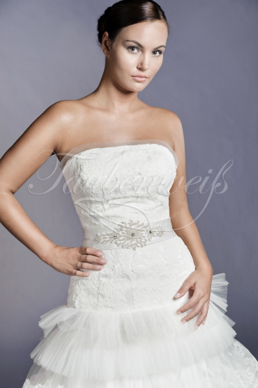 Brautkleid TW0125B - A-Linie Vintage Spitze Tüll Perlengürtel Vintage ohne Schleppe 2
