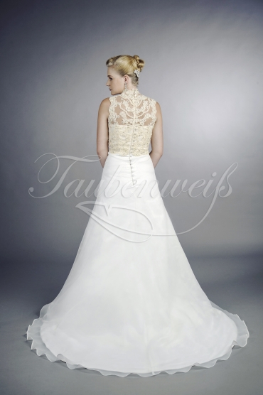 Brautkleid TW0127B - Organza Spitze Perlen hochgeschlossen Tattoo-Spitze 3