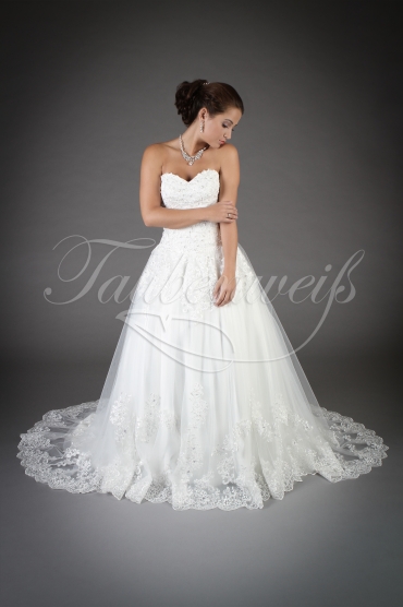 Brautkleid TW0132B - A-Linie Herzausschnitt Tüll Spitze Perlen Schleppe Schnürung