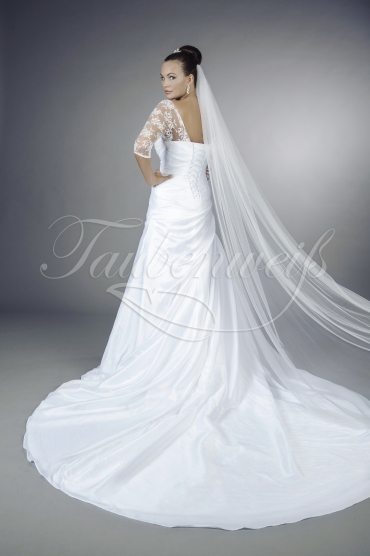 Brautkleid TW0134B - Taft Spitze Raffungen Ärmel Carree-Ausschnitt Schleppe Schnürung 3