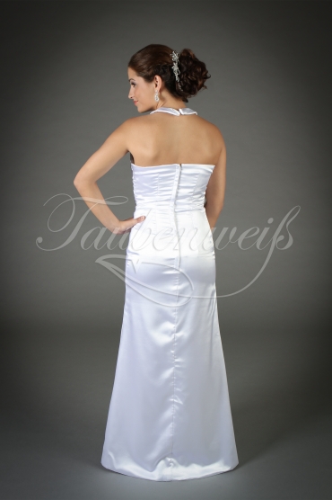 Brautkleid TW0201B - schlicht Trompete Neckholder Satin ohne Schleppe Standesamt 3