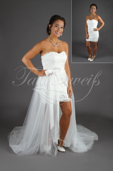 Brautkleid TW0204B - Vokuhila Tüll Spitze Standesamt abnehmbarer Rock