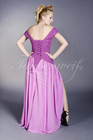 Abendkleid TW0001A - Abendkleid lila Chiffon Beinschlitz Carmenausschnitt 3