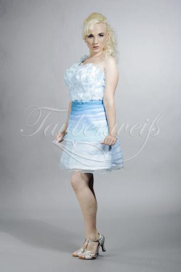 Abendkleid TW0002A - Abendkleid hellblau Organza Blüten Perlen Farbverlauf