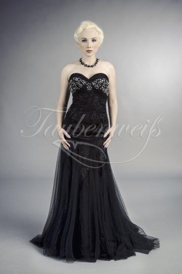 Abendkleid TW0003A - Abendkleid schwarz silber Spitze Tüll Pailletten