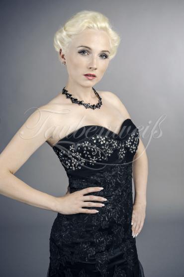 Abendkleid TW0003A - Abendkleid schwarz silber Spitze Tüll Pailletten 2