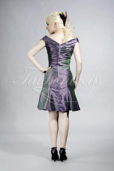 Abendkleid TW0008A - Abendkleid violett grün Taft Carmenausschnitt kurz Godet 3