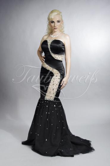Abendkleid TW0010A - Abendkleid schwarz transparent Perlen und Pailleten sexy gewagt 1