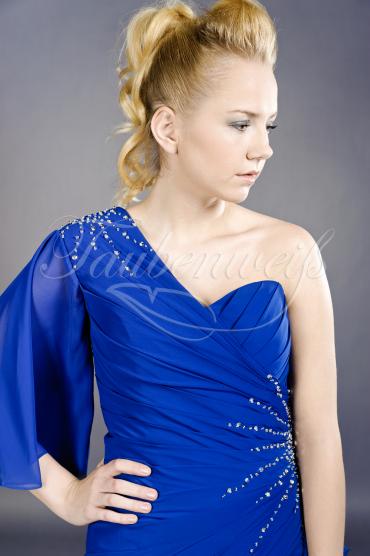 Abendkleid TW0016A - Abendkleid lang royalblau ein Ärmel Strass 2