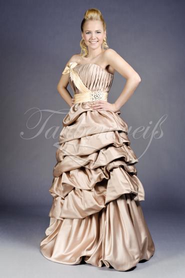 Abendkleid TW0019A - Abendkleid Satin braun chocolat gerafft lang trägerlos