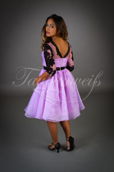 Brautjungfernkleid TWBP04 - Organza Spitze Ärmel schwarz lila Herzausschnitt 3