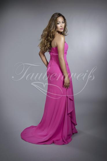 Brautjungfernkleid TWPP05 - Brautjungfernkleid fuchsia bodenlang mit Schleppe trägerlos 3