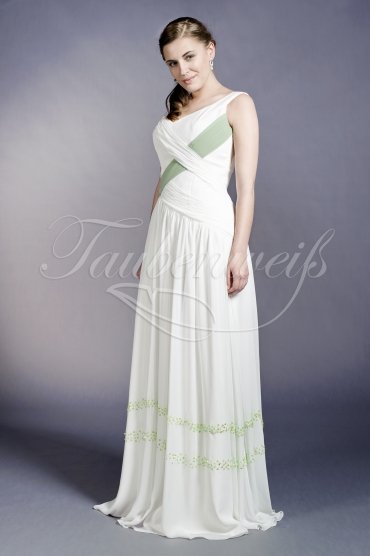 Brautkleid TW0006B - A-Linie Chiffon Strandhochzeit lindgrün Perlen ohne Schleppe