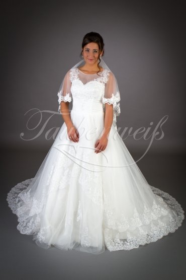 Brautkleid TW0016B - A-Linie Tüll Spitze Perlen Schleppe Schlüsselloch romantisch