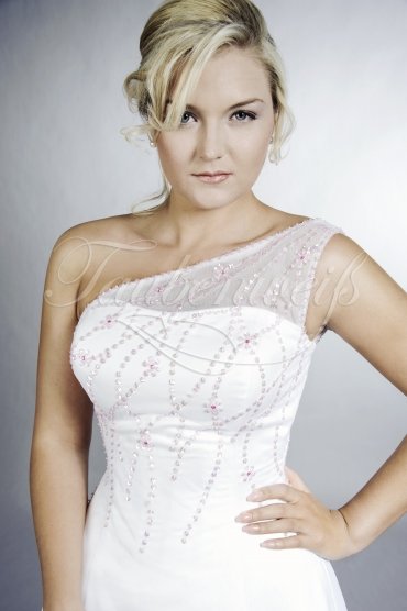 Brautkleid TW0030B - A-Linie Tüll rosa Perlenstickereien Schleppe Schnürung 2