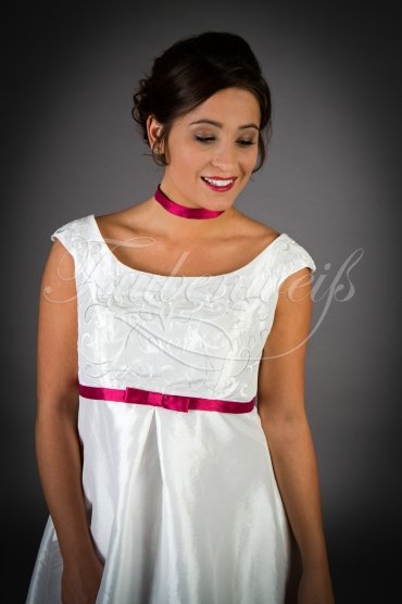 Brautkleid TW0031B - Empire kurz Umstandsbrautkleid farbiges Band 2