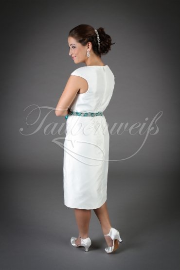 Brautkleid TW0043B - schlicht Etui kurz Standesamt Taft farbiges Band 3