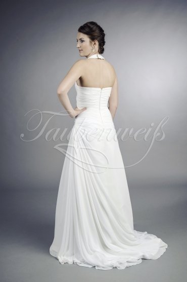 Brautkleid TW0049B - schlicht schmal Chiffon Neckholder Drapierung kurze Schleppe 3