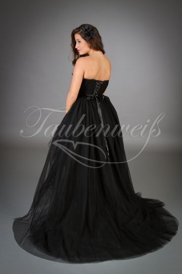 Brautkleid TW0051B - schwarz Vokuhila Tüll Schleppe Rock Punk Gothic 3