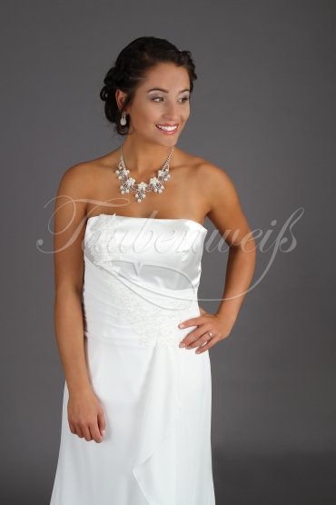 Brautkleid TW0063B - schlicht Chiffon Satin Spitze Perlen Pinselschleppe 2