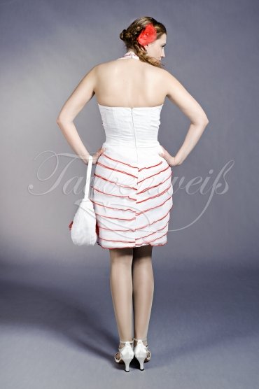 Brautkleid TW0078B - kurz Etui rot Organza Neckholder Perlen Standesamt 3