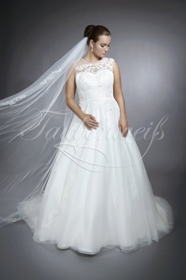 Brautkleid TW0080B - A-Linie Tattoo-Spitze Tüll Organza Spitzenrücken