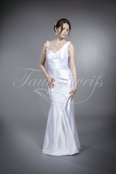 Brautkleid TW0084B - Meerjungfrau Satin Blüten Perlen rückenfrei sexy verführerisch