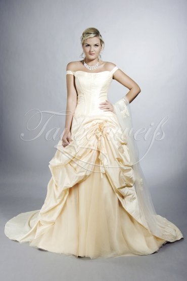 Brautkleid TW0116B - Taft Tüll Drapierungen Raffungen champagner
