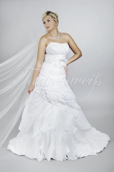 Brautkleid TW0119B - A-Linie Organza Perlenstickerei Blüte Schleppe 1