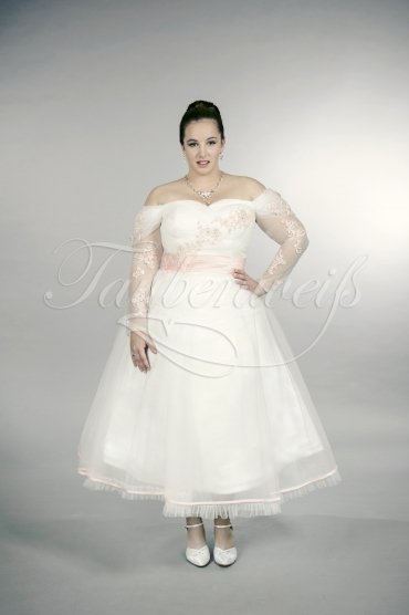Brautkleid TW0158B - Übergröße Plus XXL Große Größe Tüll Spitze rosa Tee-Länge