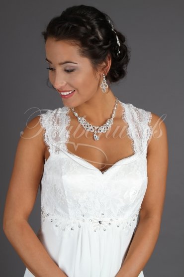 Brautkleid TW0191B - Empire Umstandsbrautkleid Spitze Perlen Schlüsselloch 2