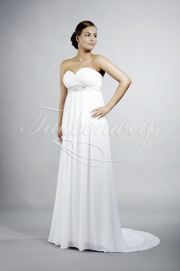Brautkleid TW0192B - Empire Umstandsbrautkleid Chiffon Strandhochzeit graues Band