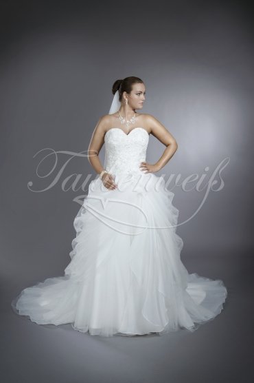 Brautkleid TW0200B - A-Linie Organza Tüll Spitze Perlen Raffungen