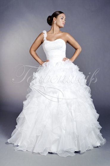 Brautkleid TW0203B - Prinzessin Organza Rüschen Träger Glitzer Pailletten