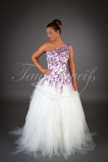 Brautkleid TW0044B - modern A-Linie Tüll Fransen lila Applikationen ein Träger